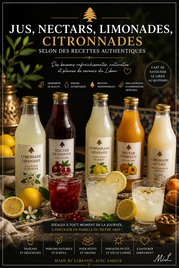 Jus, nectars, limonades et citronnades : les boissons rafraîchissantes du Liban