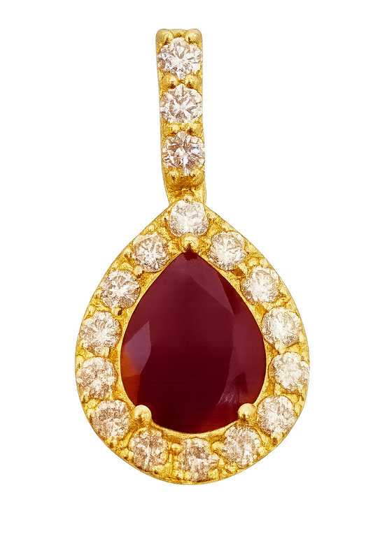 Pendentif Or Jaune Rubis Diamants 2,84g