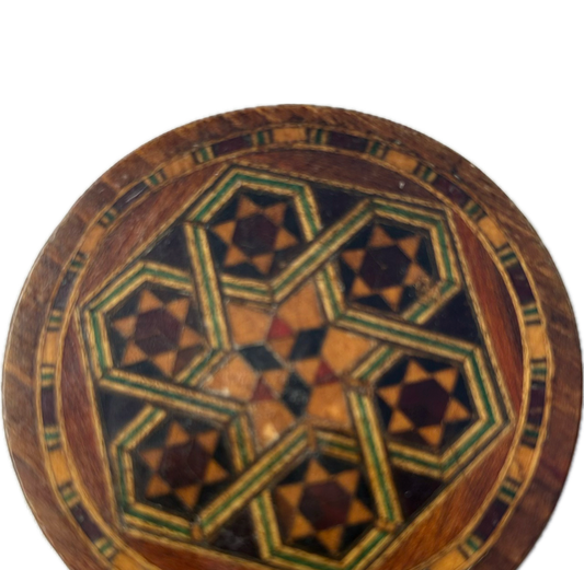 Boîte Marqueterie Ronde Moyenne Marron