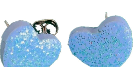 Boucles Oreilles Glaise Cœur Bleu Brillant