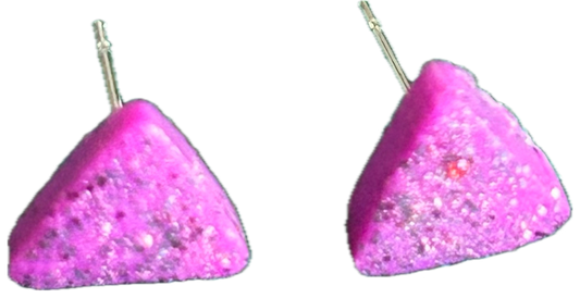 Boucles Oreilles Glaise Triangle Fuchsia Pailleté