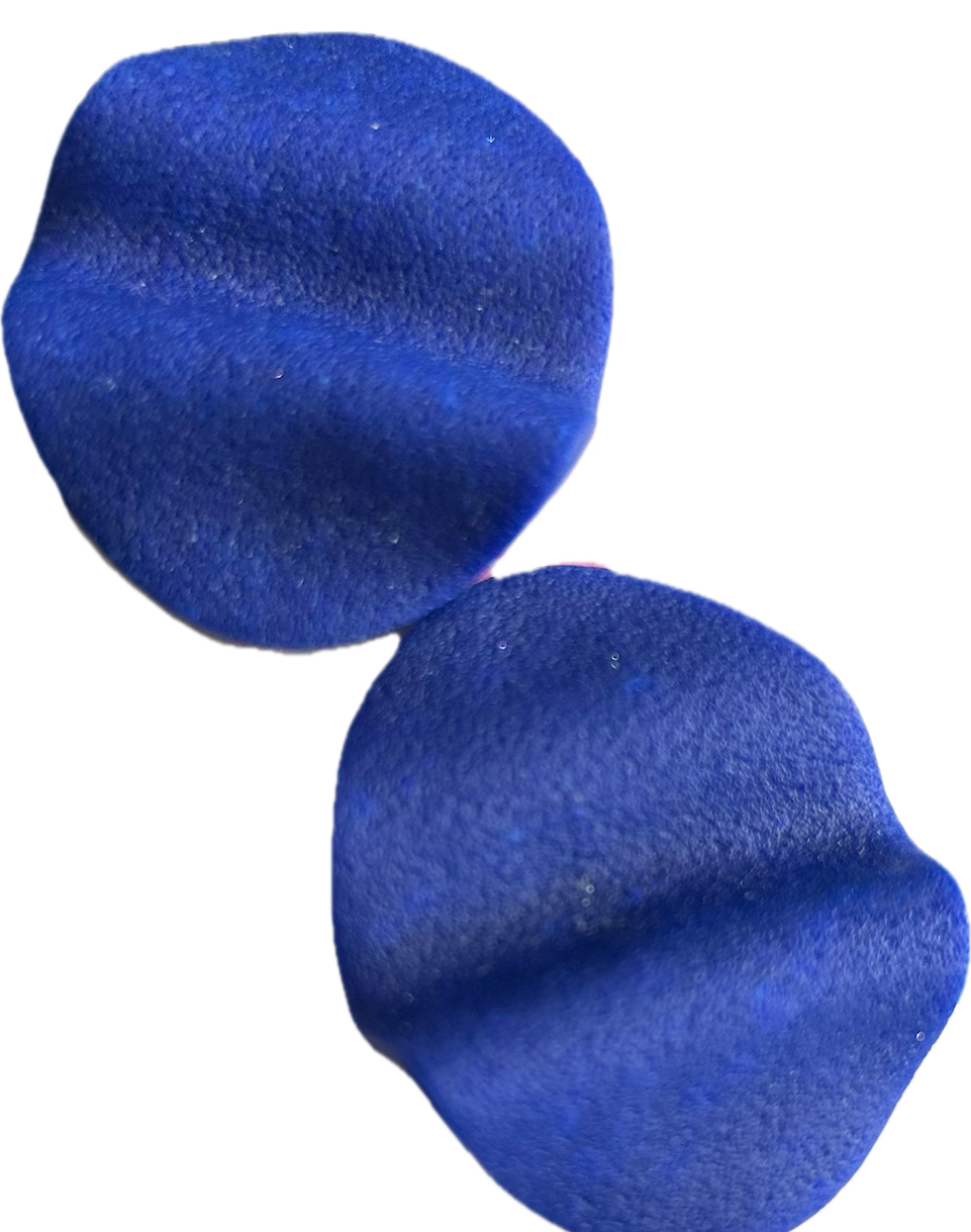 Boucles Oreilles Libanaises Glaise Ondulé Bleu Marine