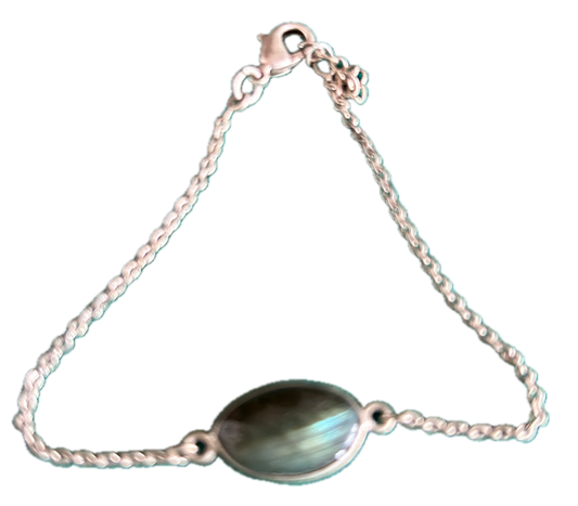 Bracelet Argent Pierre Grise