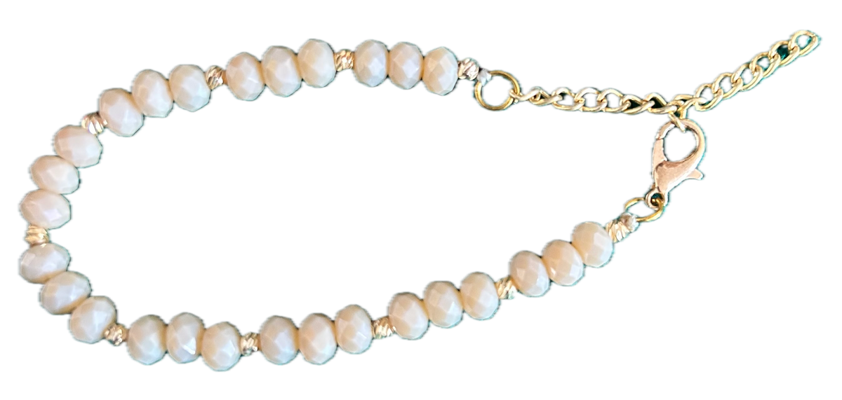 Bracelet Blanc Plaqué Or Artisanat Libanais