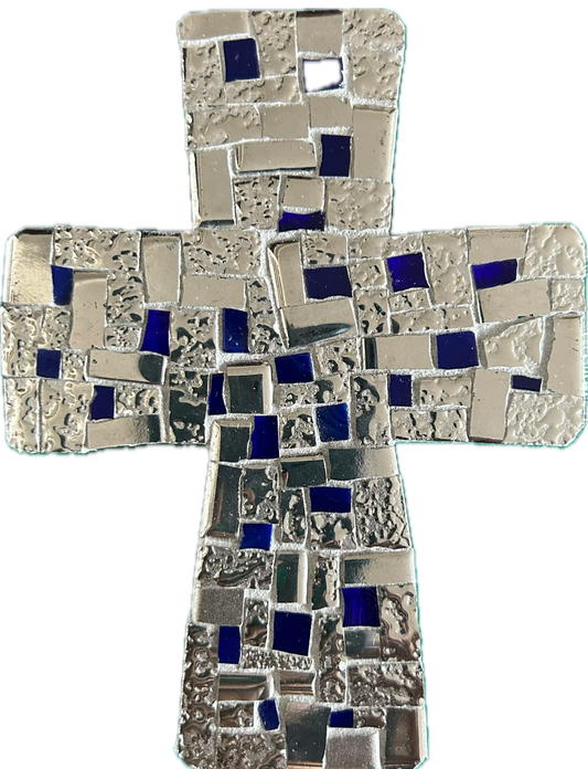 Croix Mosaïque Gris Bleu Marine