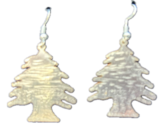 Boucles Oreilles Métal Blanc Cèdre du Liban